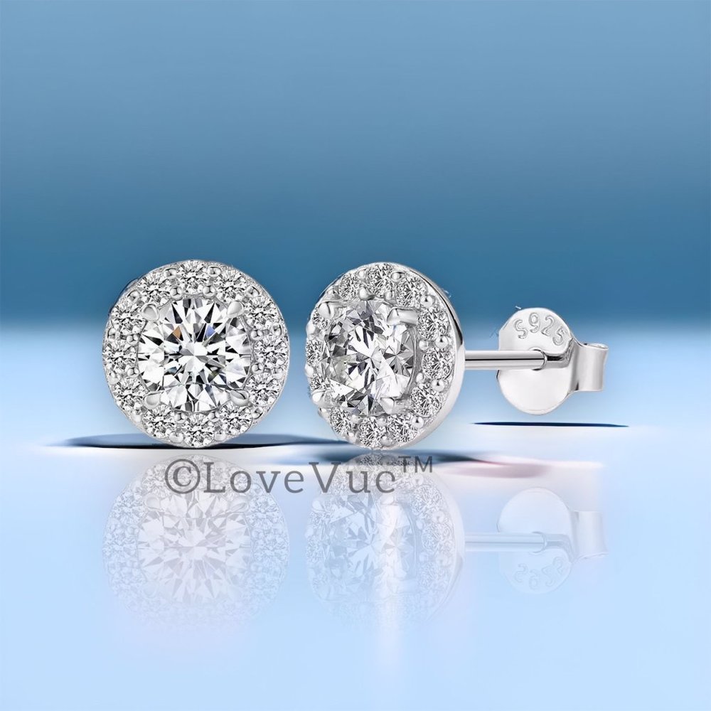 Certified 1ct. t.w. Diamond Round Halo Brilliant Cut Stud Earrings - Picture 3 of 16